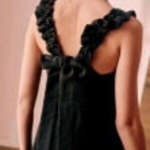 Sezane Black Linen Mini Dress